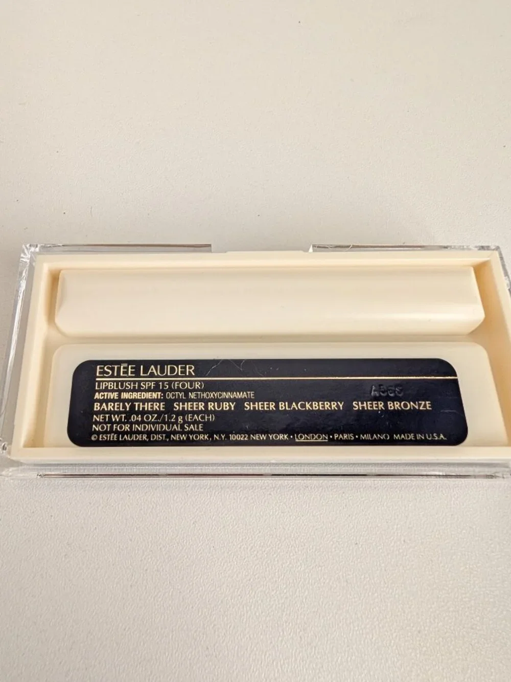 Estee Lauder LipBlush Set w Brush Barely There Sheer Ruby Blackberry Bronze
